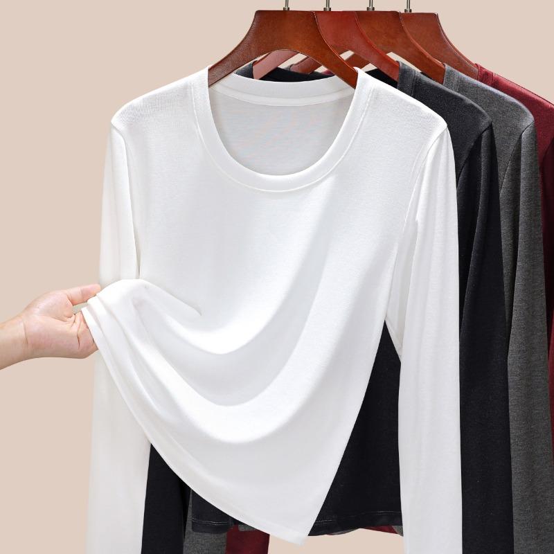 Neck Long-sleeved T-shirt Women's New Summer Cool Breathable Sunscreen Bottoming Shirt Age-reducing and Thin Sports Top