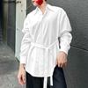 Men Long Sleeve Buttons Bandage Loose Shirts Casual Backless Tops