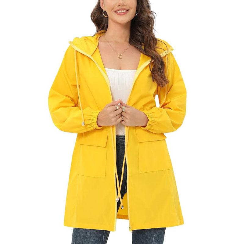 Rain Jacket for Women Waterproof with Hood Active Outdoor Long Rain Coats Packable Raincoat Lightweight Windbreaker
