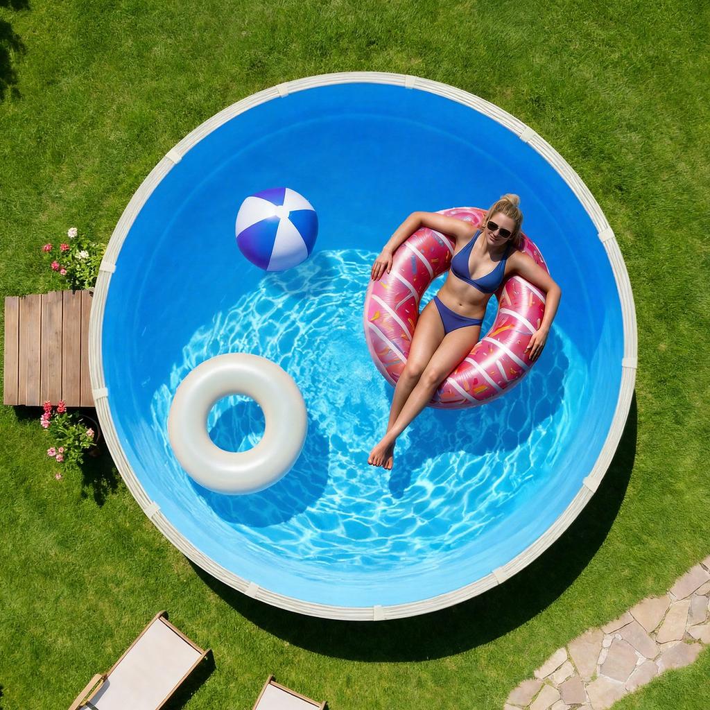 VEVOR 365.7 cm Pool Liner, Round Overlap Swimming Pool Liner for 90 cm Wall Height, Premium Vinyl, Easy Install with Leak-Proof Patches