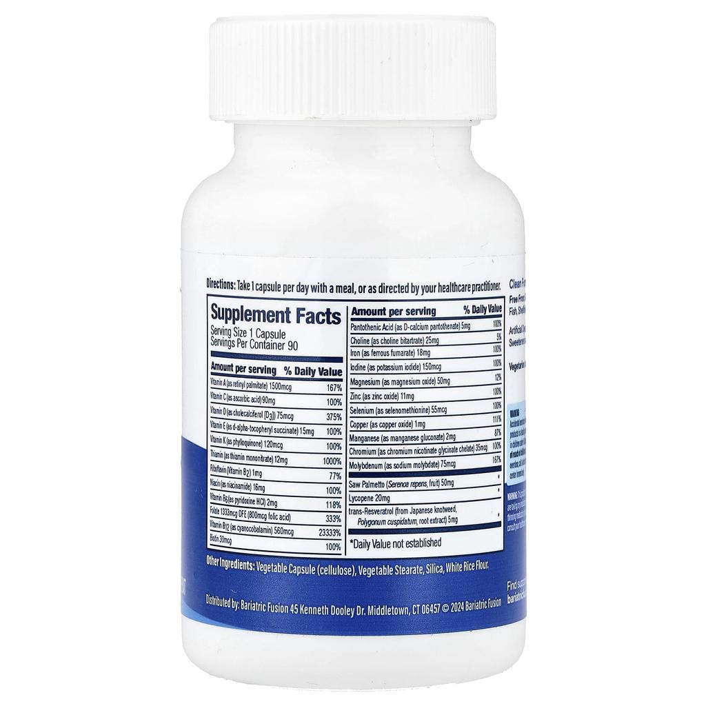 Bariatric Fusion, поливитаминные капсулы для мужчин, с железом, 90 капсул