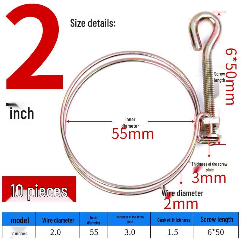 Hand-Tightened Galvanized Steel Hose Clamp for 2.5-3 Inch Pipes