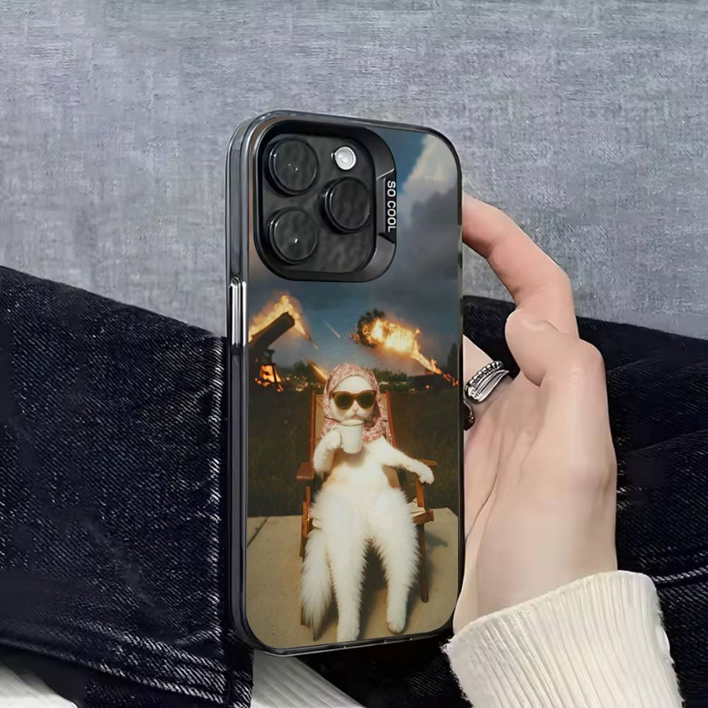 Мем Кот Забавная Поза Уникальный Чехол для Телефона для Серии iPhone 17 16 15 14 13 12 11 Pro Max Plus Двухслойная Защита
