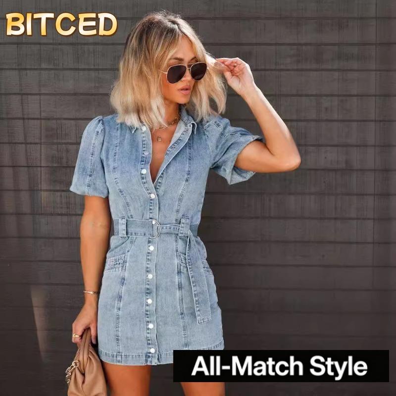BITCED Модные летние весенние однотонные с принтом платья-поло с коротким рукавом для повседневной носки
