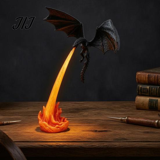 Фэнтезийные книжные подставки в виде дракона, Декор для книжной полки «Пламя», 3D-печатная фигурка огнедышащего дракона, Светящиеся уникальные аксессуары для домашнего офиса, Темный орнамент,