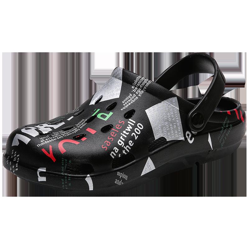 Тапочки мужские летние сандалии для улицы обувь с дырками сумка голова полуперетаскивание повседневная спортивная трендовая нескользящая пляжная обувь