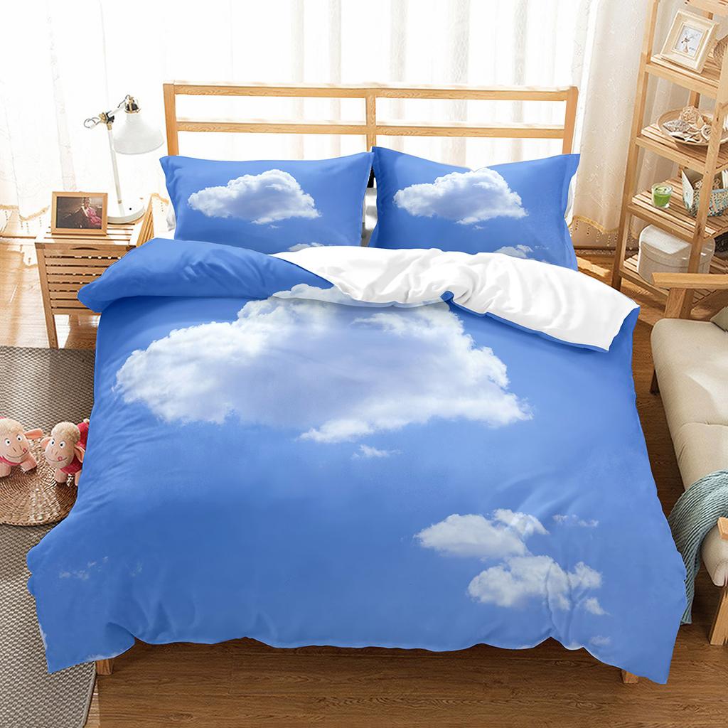 White Cloud Duvet Cover Collection Comforter Cover Twin Full King Size For Kids Teens Adults Bedroom Decor Bedding Collection With Pillowcase