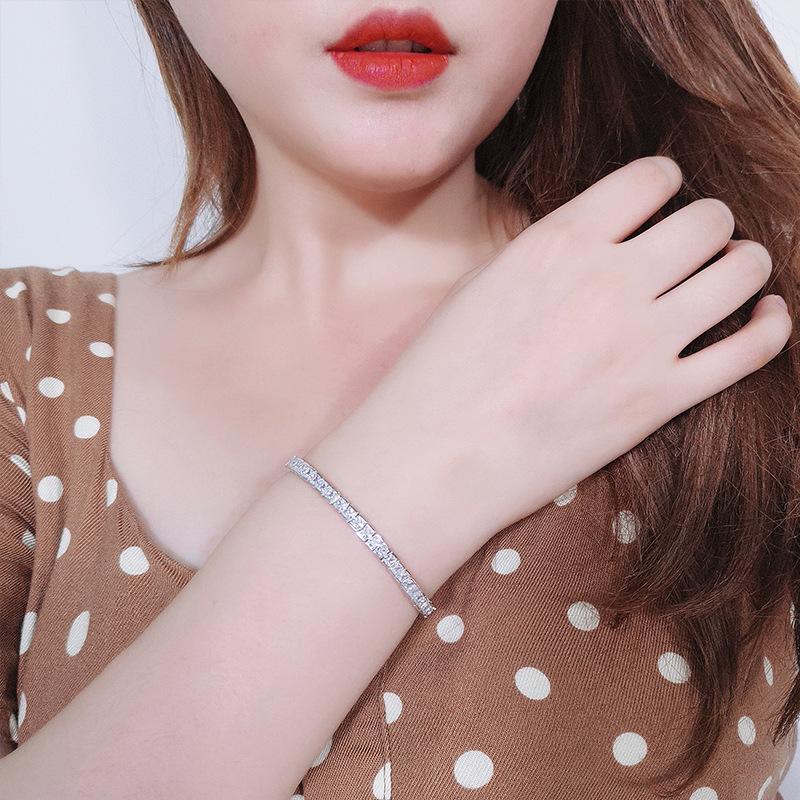 Vintage Princess Cut Lab Diamond Bangle Bracelet 14K Gold Engagement Wedding Bracelets for Women Bridal Tennis Party Jewelry