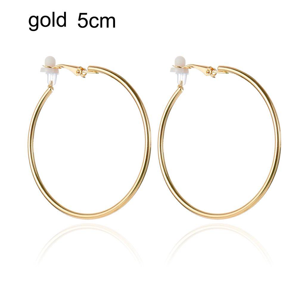 Пара ювелирных изделий золото серебро черный женская мода большой круг клипса на ухо без пирсинга серьги кольца