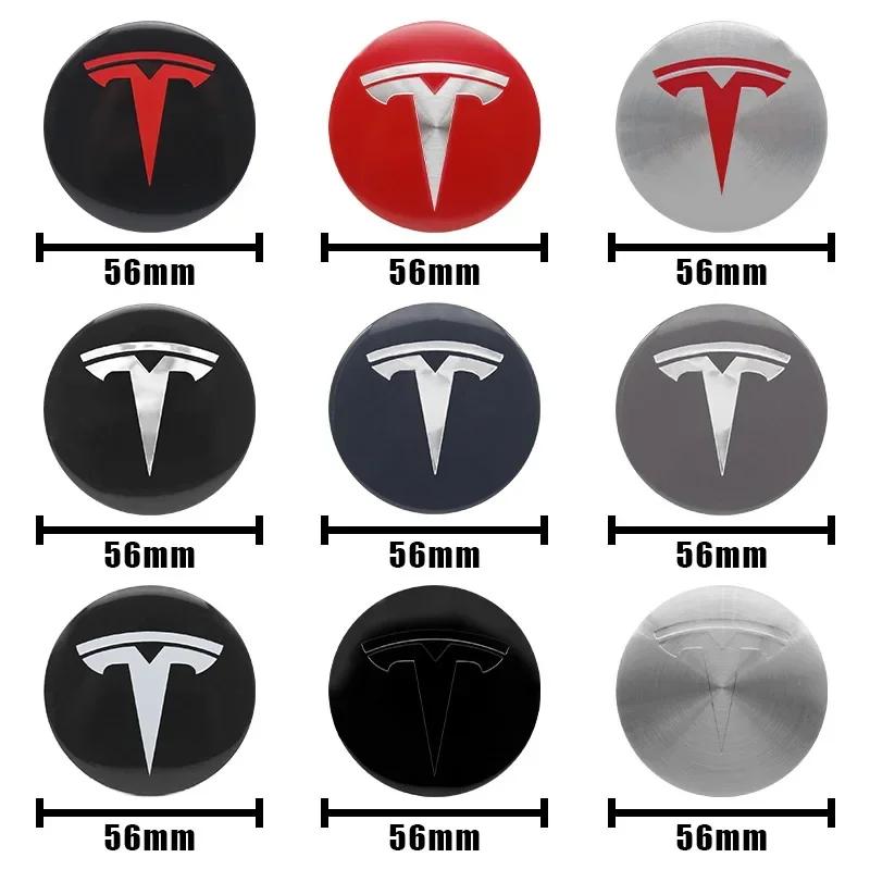 Автомобильная наклейка Tesla 56 мм Колпачки центральных ступиц колес автомобиля Значок Наклейка Эмблема Наклейки Аксессуары Для Tesla Model 3 Model Y S Авто Стайлинг