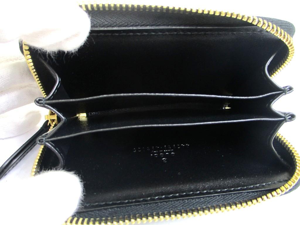 Оригинальный кошелек для монет GUCCI Guccissima из черной кожи на круговой молнии #a869 Восстановленный