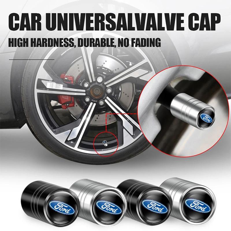 Car Sticker 4Pc Car Badge Wheel Tire Valve Caps For Ford Stracing Racing Fiesta Ranger Focus Kuga Mustang Air Stem Tyre Plug Car