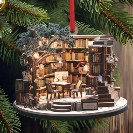 8 шт. Рождественский книжный магазин Украшение для рождественской елки 2D Плоский акриловый книжный магазин Декор