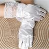 1Pair Lace Sweet Princess Wedding Party Short Polyester Thin Girls Gloves Bow Mittens