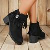 Fashion Black Scrub Cowhide Booties Spring and Autumn Fur Temperament Small Casual Women's Boots