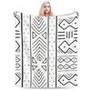 African Mudcloth White Blankets Soft Warm Flannel Throw Blanket Plush for Bed Living room Picnic Travel Home Couch