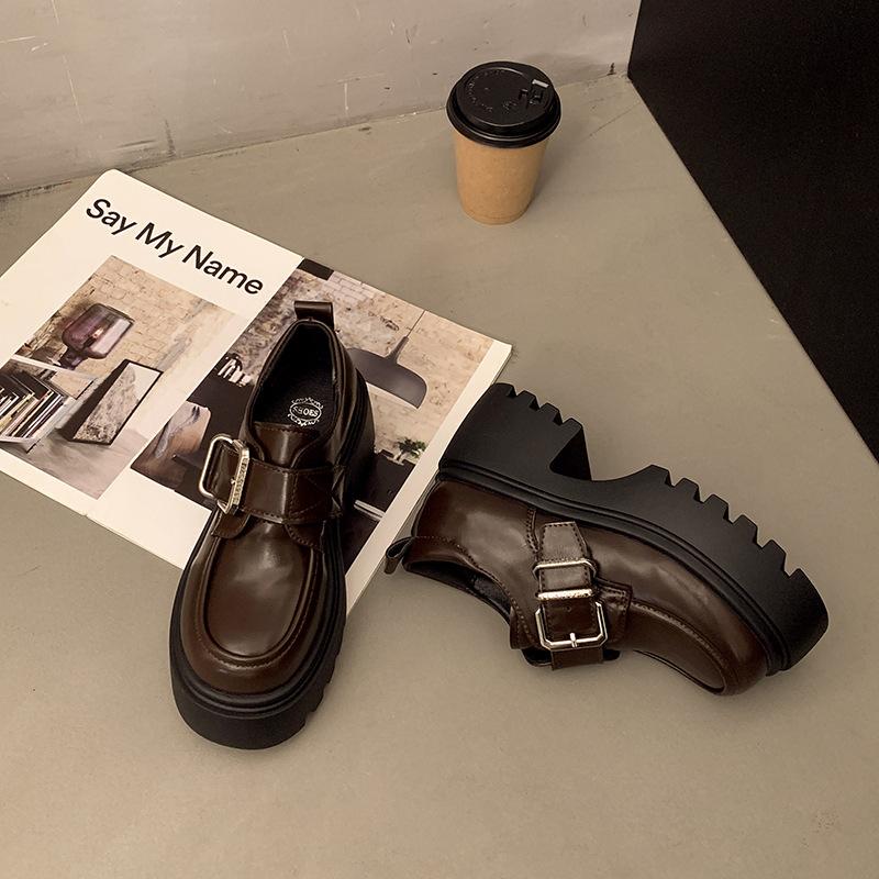 Black Retro Versatile British Style Platform Small Leather Shoes Women's 2025 New Autumn and Winter Skirt Mary Jane Single Shoes