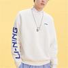 Li Ning Paris Fashion Week Color Block Logo Printed Флисовая толстовка с круглым вырезом Унисекс толстовка Белая AWDR609-3