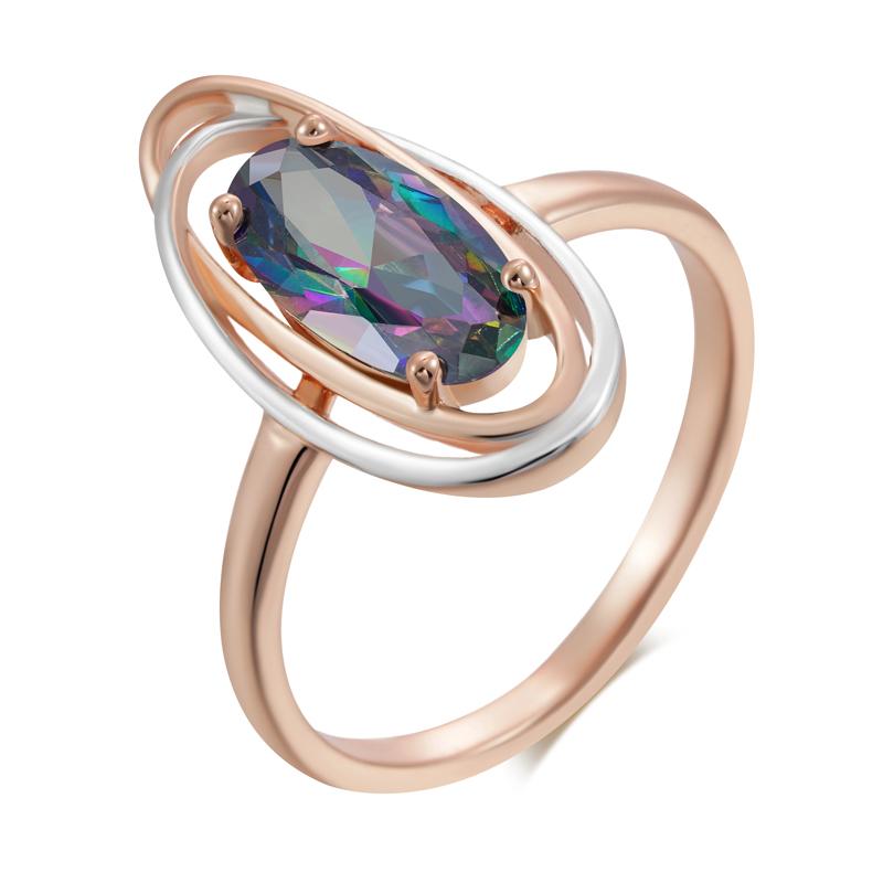 Natural Trendy Colorful Zircon Oval Rings For Women Rose Gold Color Mix Elegant Vintage Wedding Jewelry