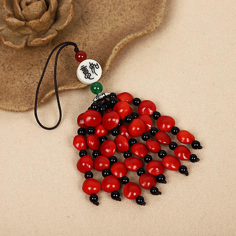 Red Beans & Acacia Bean Bodhi Phone and USB Drive Pendants, Zodiac-Themed Gifts