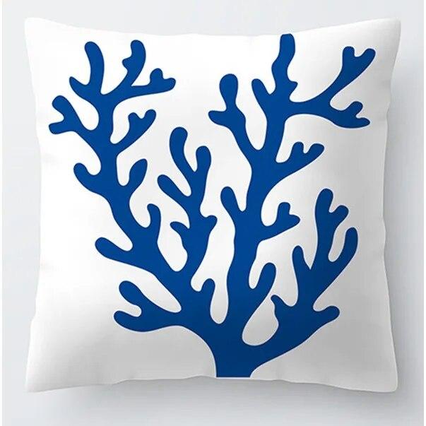 Blue Geometric Pillowcase Sea Life Sofa Cushion Cover Living Room Bedroom Pillow