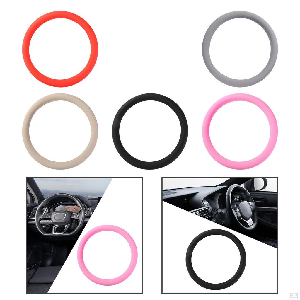 Car Silicone Steering Wheel Cover Protection All Seasons Convenient Installation 15 Inch Sleeve