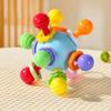 Silicone Hand Grip Ball Rotating Rattle Manhattan Round Ball Rattle Sound Toy  Newborn Gift