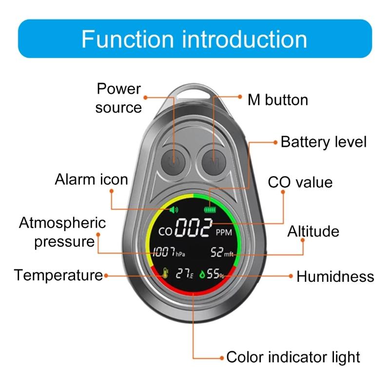 Carbon Monoxide Detectors Measuring Atmospheric Pressure Temperature Altitudes Humidity Outdoor Multifunction CO Meter