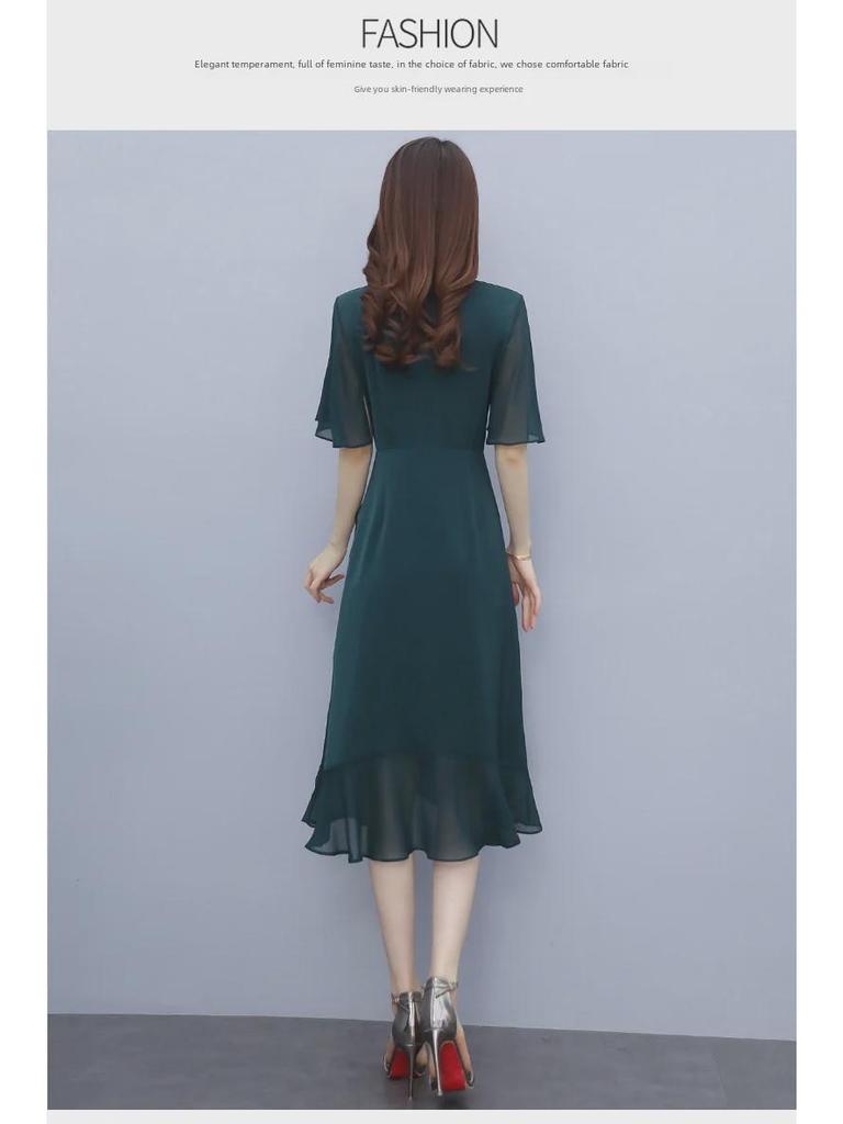 Elegant Summer 2021 Satin & Chiffon Long Dress