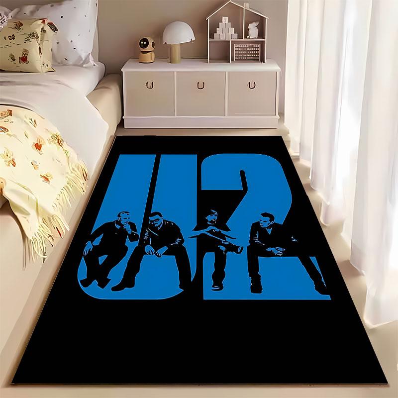 "Blue U2 Band Silhouette Carpet" suitable as a non-slip mat for the living room or bedroom sofa