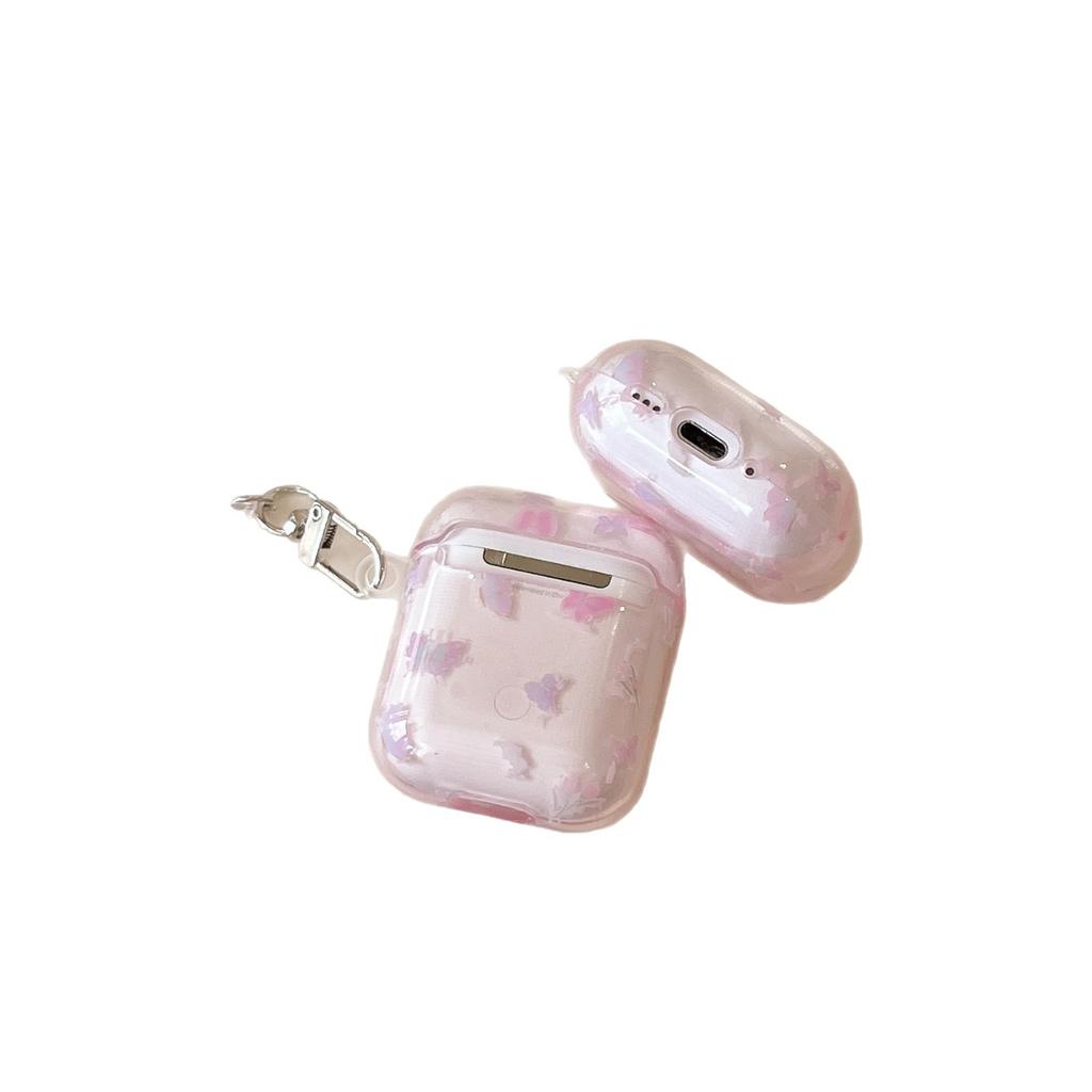 IMD transparent pink butterfly flower AirPodspro1 wireless Bluetooth headset cover for Apple 1st generation/Pro