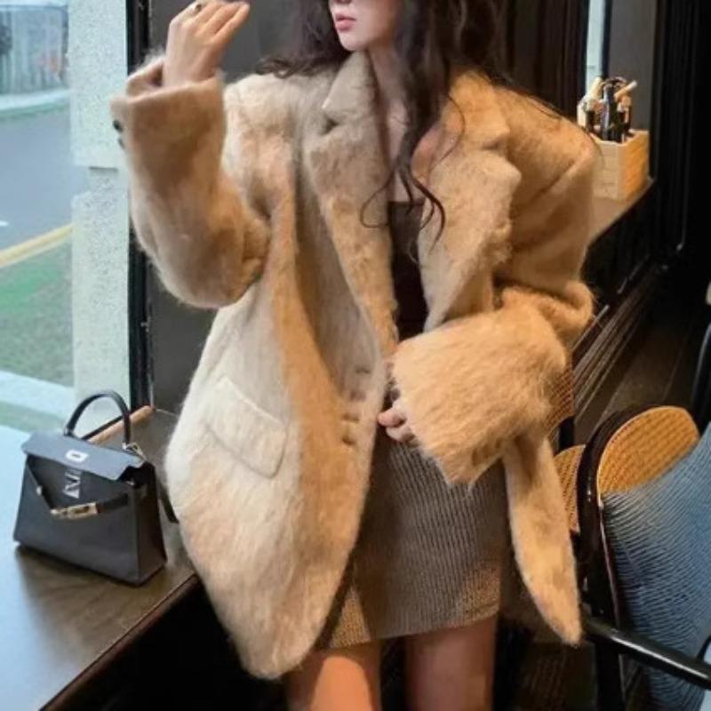 Корейский Трендовый Тренч Осень и Зима Новый Тренд Толстый Теплый Женский Костюм Пальто