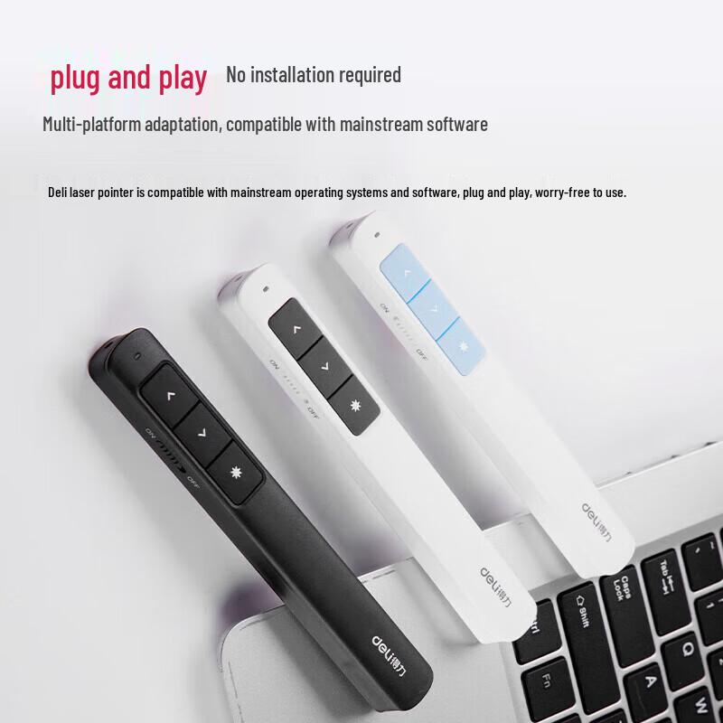 Deli 2808PL Rechargeable Wireless PPT Presenter with Red Laser