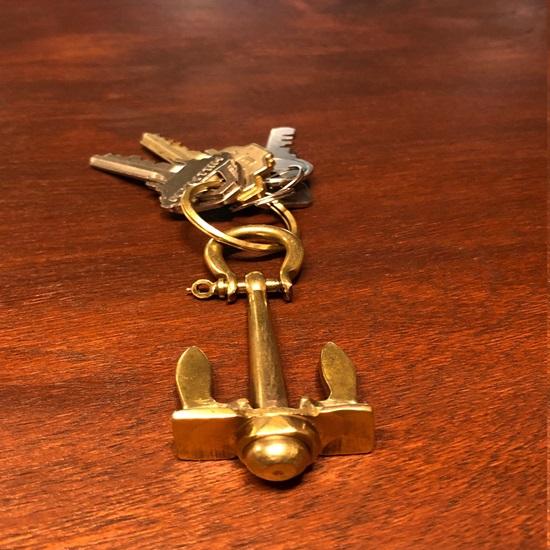 10.16 Cm Brass Anchor Keychain