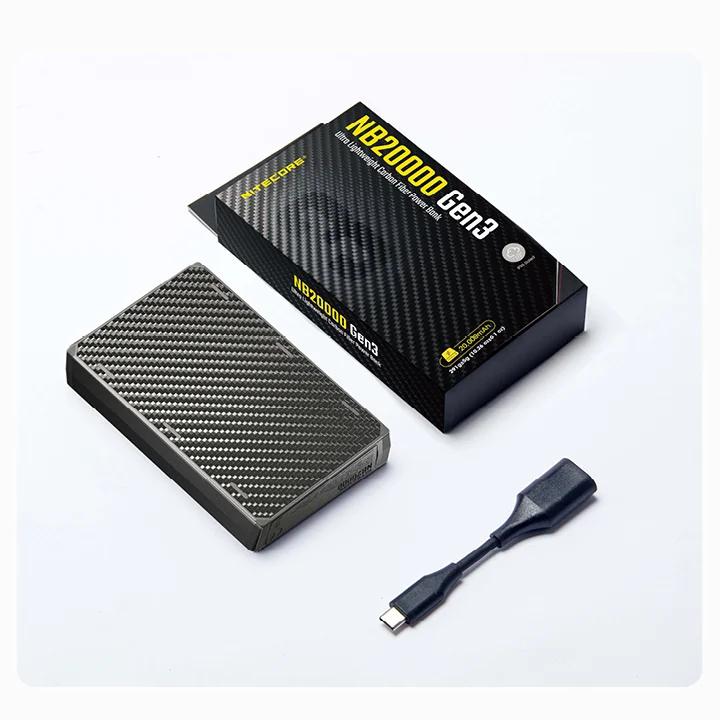 NITECORE NB20000 Gen3 20000 мАч Ультралегкий Power Bank из Углеродного Волокна PD/QC Быстрая Зарядка 22,5 Вт для iPhone Xiaomi