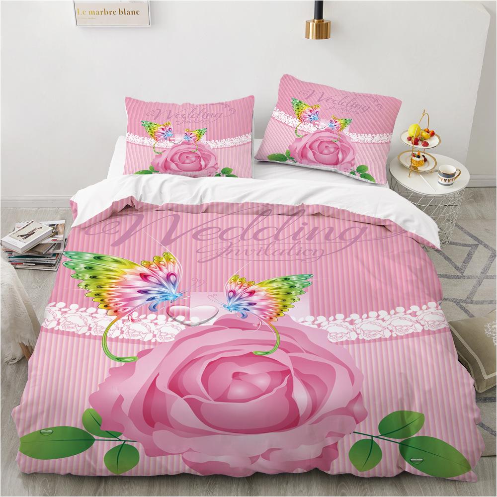 Комплект постельного белья с 3D розами для девочек и женщин, пуховые пододеяльники, наволочки 2/3 шт., подарок на День святого Валентина, романтическое любовное покрывало