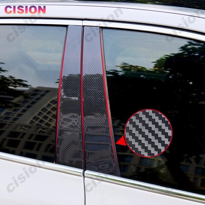 For Subaru Forester SJ 2014-2018 8Pcs Carbon Fiber Car Door Window B C Pillars Post Cover Trim Middle Column PC Material Sticker