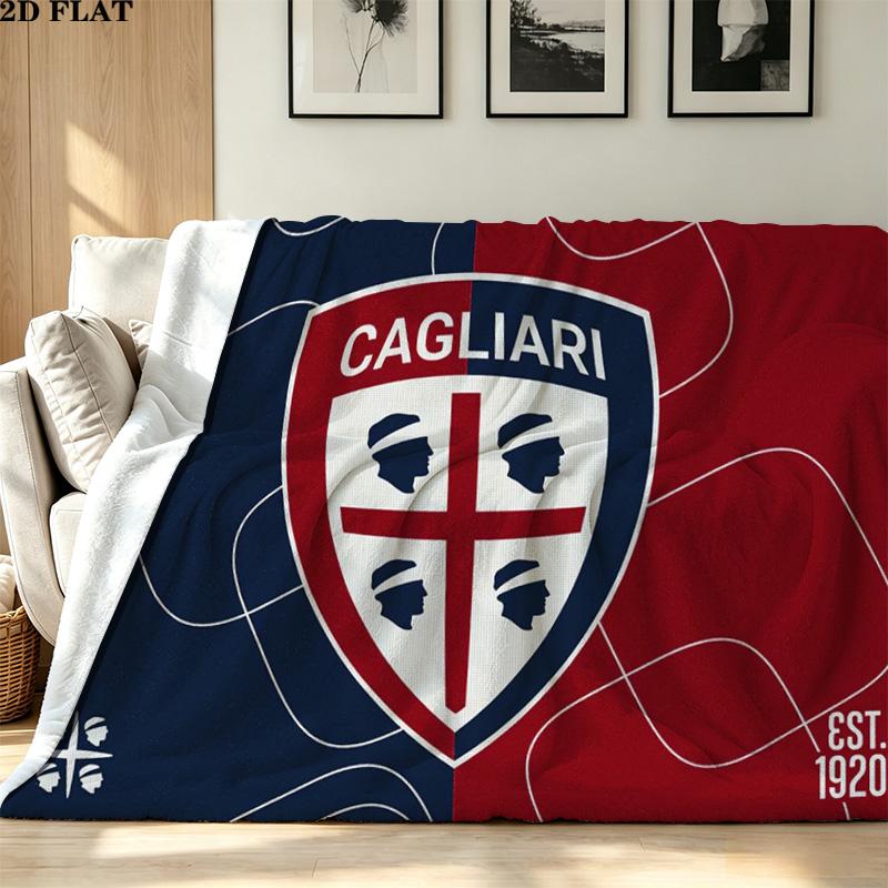 Cagliari FC Print Flannel Blanket High Quality Warm Comfortable Cover for All Seasons Perfect for Gifts Home Decor