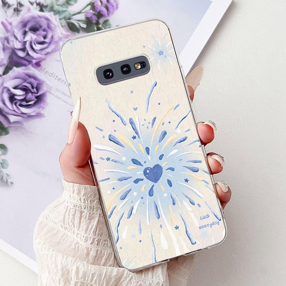 Clear For Samsung S10e Case Cover Luxury Butterfly Love Fashion Flowers Cool Funny Painted Soft Phone Case SM-G970F SM-G9700