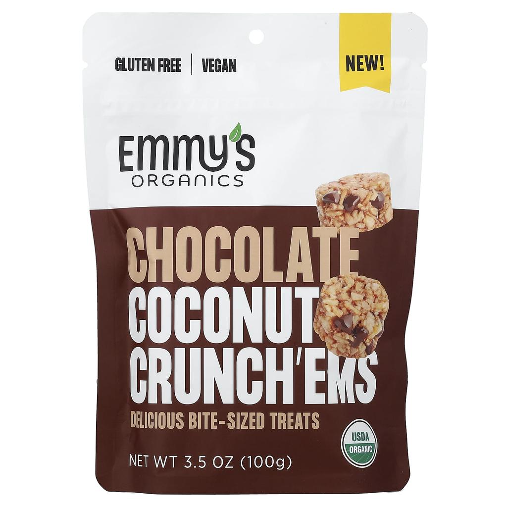 Emmy's Organic Cookies, Chocolate Coconut Crunch, 100g (3.5oz)