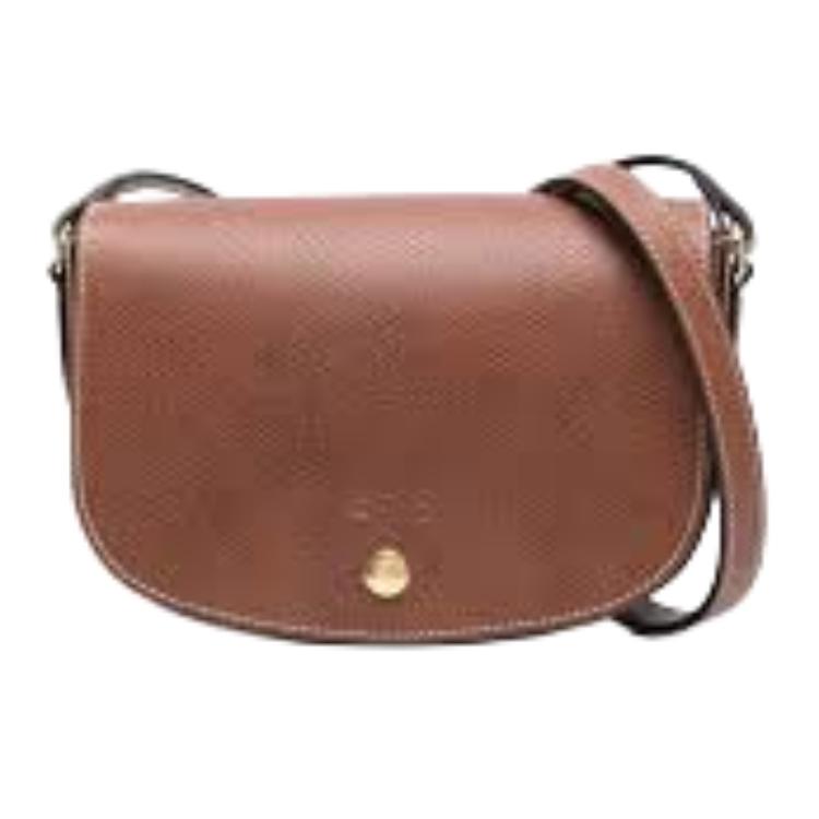 Longchamp Épure Сумка через плечо из кожи с застежкой-кнопкой и регулируемым плечевым ремнем Маленькая женская сумка через плечо Коричневая 10253HYZ035