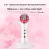 Многофункциональный косметический прибор Светодиодный цветной свет Омолаживающий прибор Массажер для введения в лицо Очищающее средство Ионный прибор для экспорта