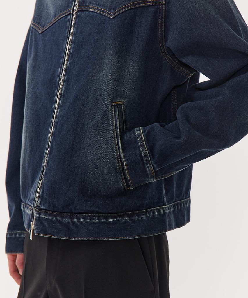 Musinsa Standard Denim Zip-Up Western Jacket [Dark Blue]