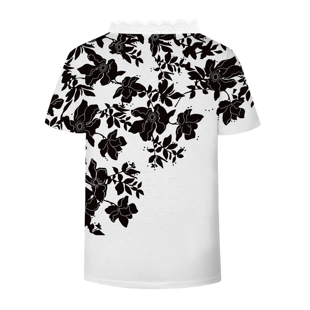 Women's Lace Short Sleeve Shirt V Neck T-Shirt Dressy Casual Tops Raglan Short Sleeve Lace Short Sleeve Panel Comfortable Cotton Top