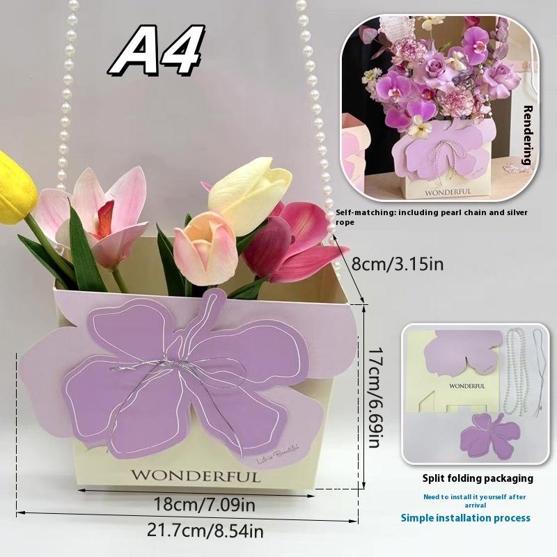 1 шт. Портативная цветочная корзина, упаковка для роз, подарочная коробка для свадьбы, дня рождения, рождественской вечеринки, букета цветов, декора