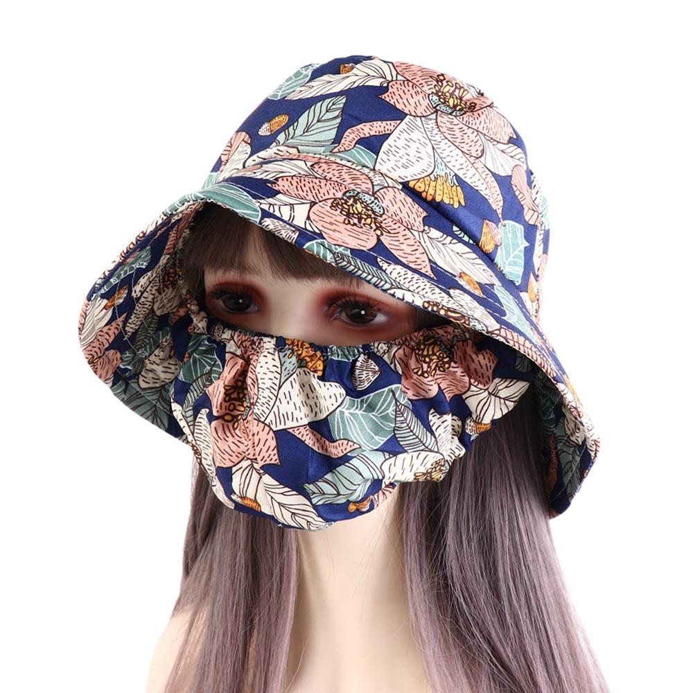 Casual Sun Protection Women Sun Hat Cover Face Cap Wide Brim Sunscreen Mask Fishing Cap Farm Work Cap Bucket Hat Ladies/Girls