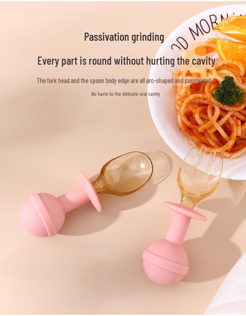 Детский силиконовый набор для обучения ложкам - короткая ручка и инструмент для добывания пищи для детей