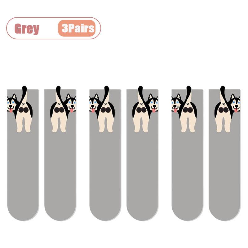 Cute 3D Abstract Dog Egg Socks Whimsical Puppy Design Breathable All Season Unisex Crew Socks for Home Outdoor Party Gift