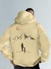 Men's Hooded Sweatshirt with Mountain Map Pattern on The Back. Warm Winter Hooded Pullover Suitable for Hiking Camping Daily Use