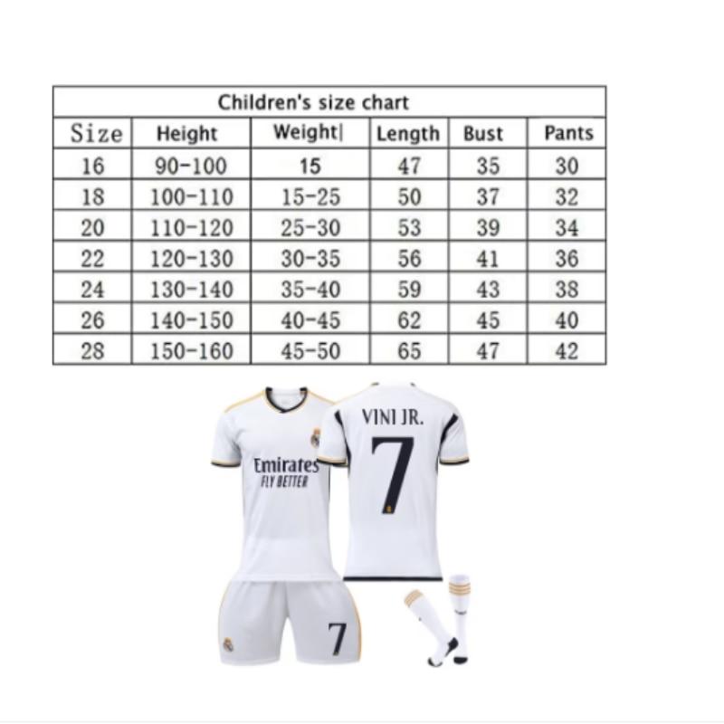 Real Madrid Vinicius Kids Soccer Jersey, White, Polyester Youth